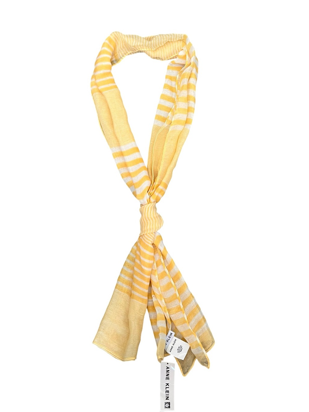 Anne Klein Yellow White Striped Lightweight Sheer Scarf NWT